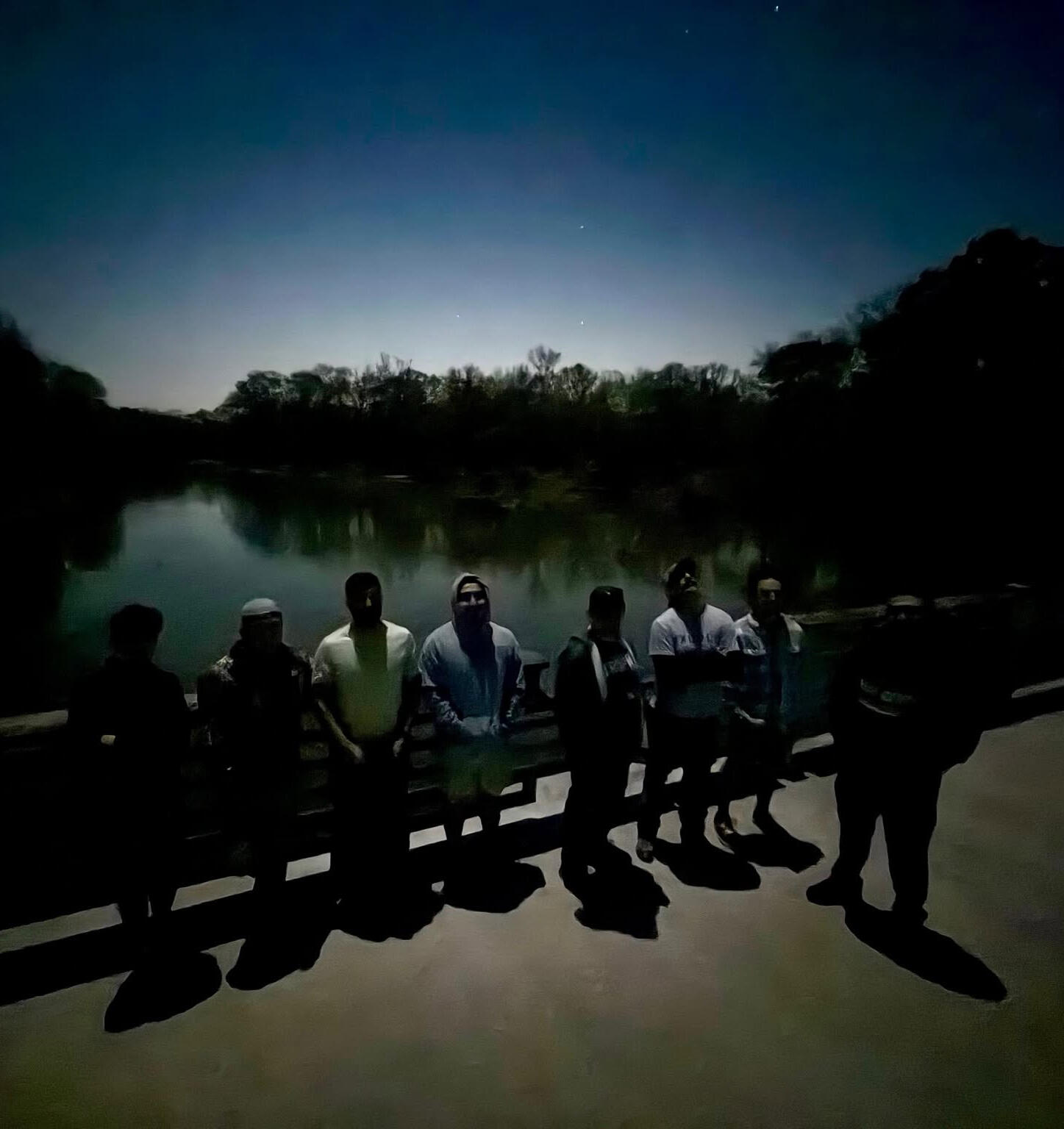 Starry Night Trail brothers sharing a moment of quiet reflection on Stubblefield bridge, a great place to leave all the negativity behind.